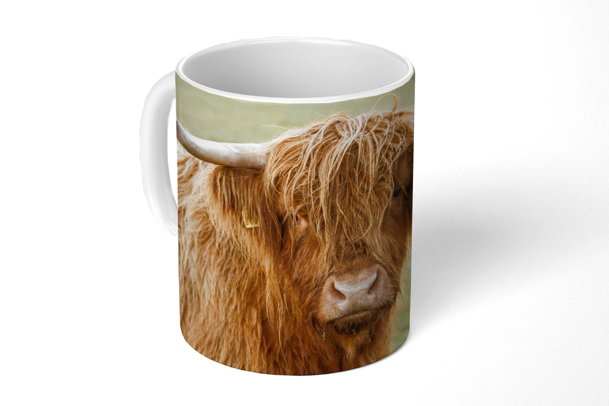 Gras, Tasse Kaffeetassen, MuchoWow Schottischer Teetasse, - Geschenk Horn Highlander Keramik, Becher, - Teetasse,
