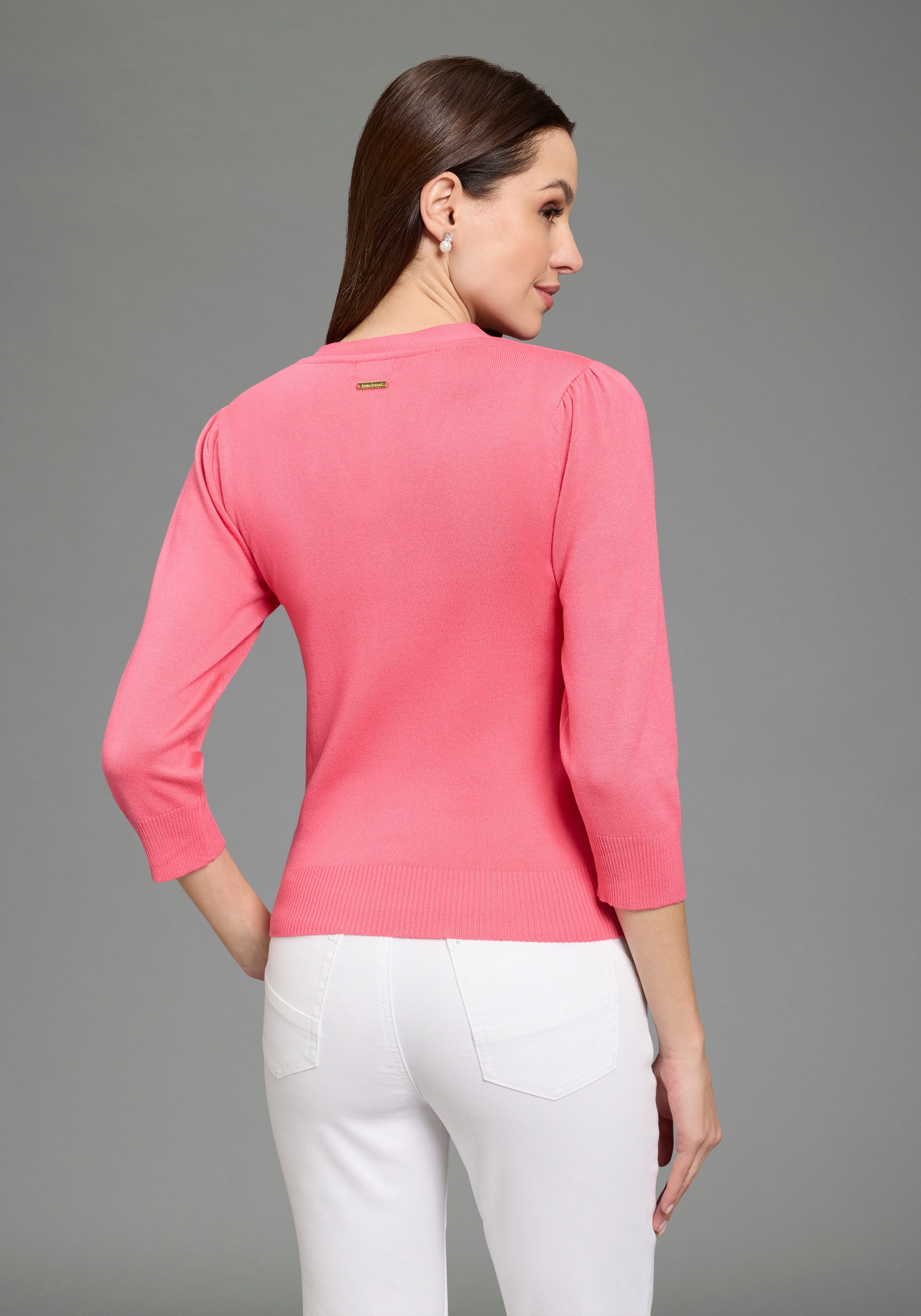 Bruno Banani Cardigan figurumspielende Passform, V-Ausschnitt, mit Puffärme günstig online kaufen