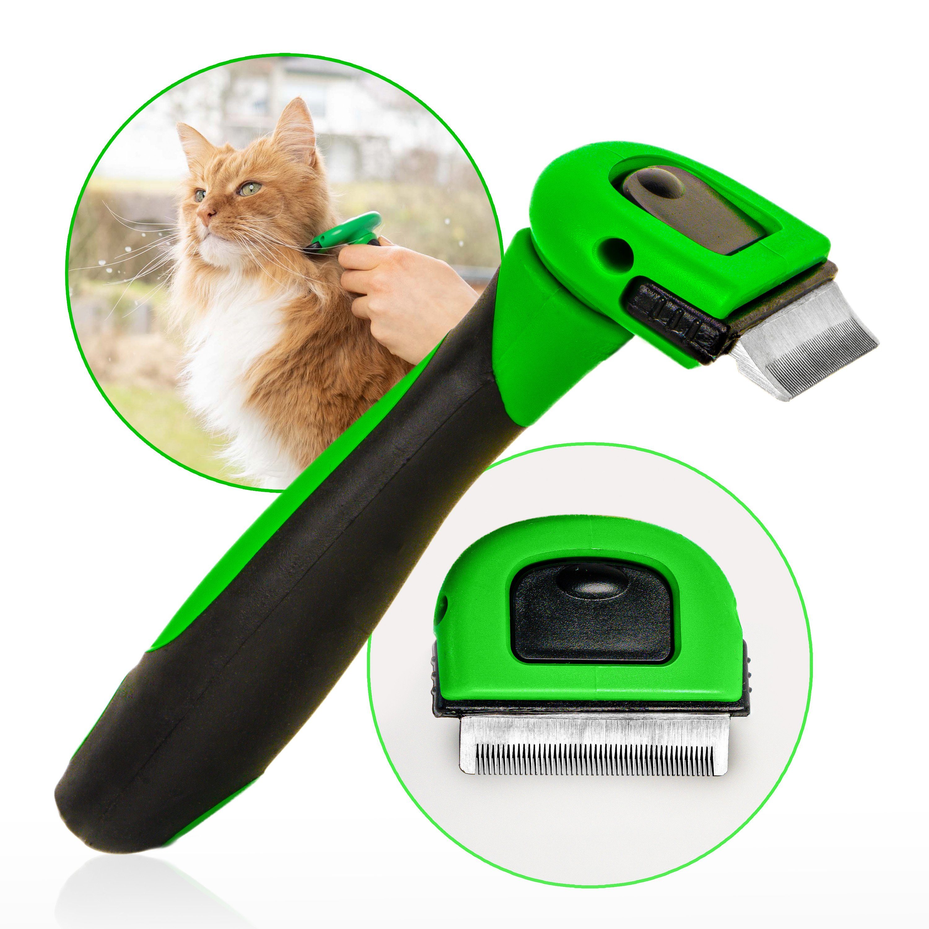 FinoPet Fellbürste Katzenbürste für Kurzhaar & Langhaar Katzen, Edelstahl, Für kleine, mittlere und große Katzen