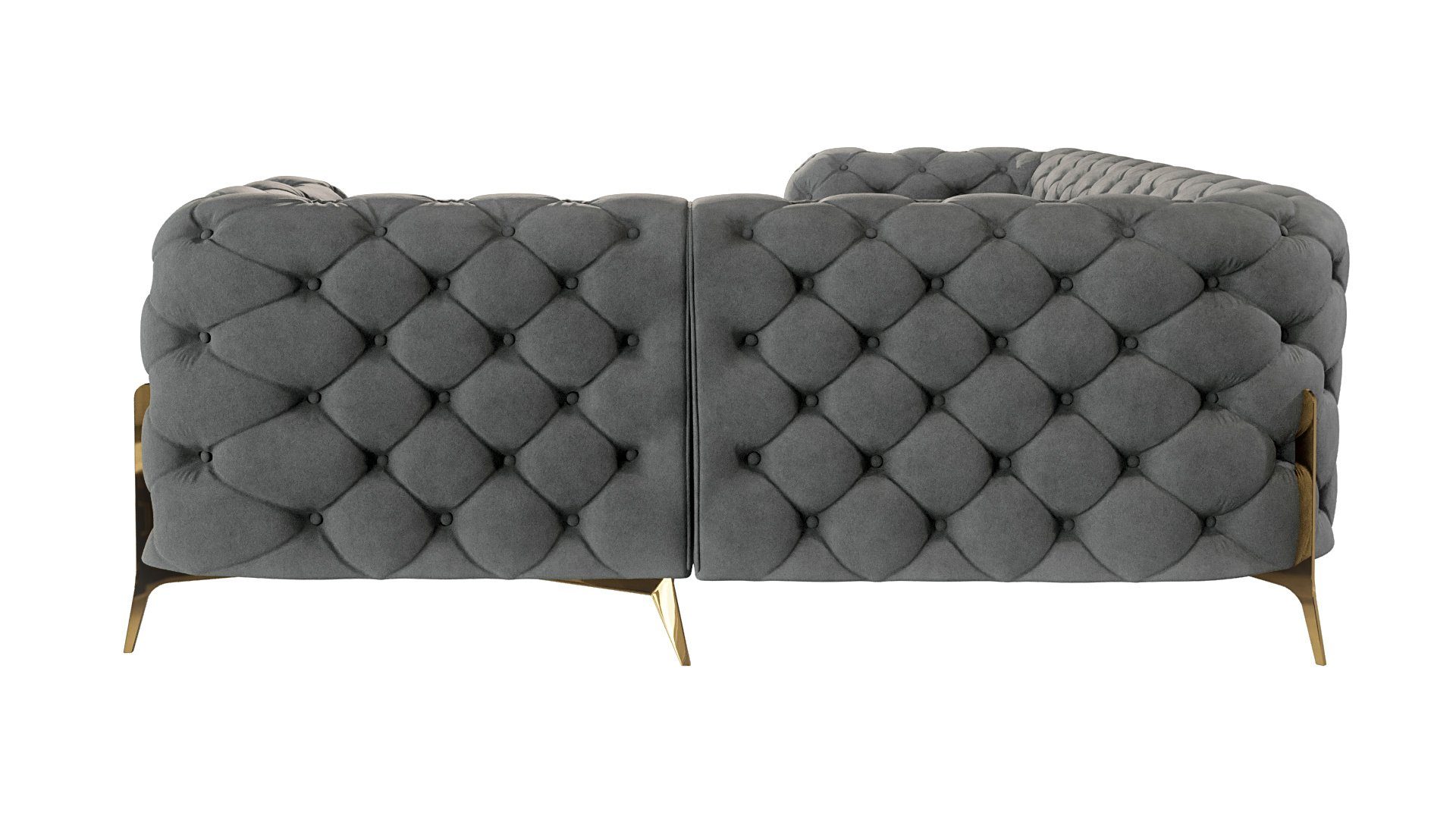 S-Style Möbel Ecksofa Ashley, Chesterfield mit Goldenen Metall Füßen, Wellenfederung