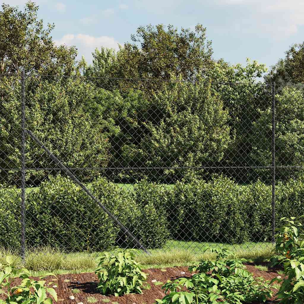 vidaXL Gartenzaun Maschendrahtzaun mit Bodenflansch Anthrazit 1,4x25 m, (1-St)
