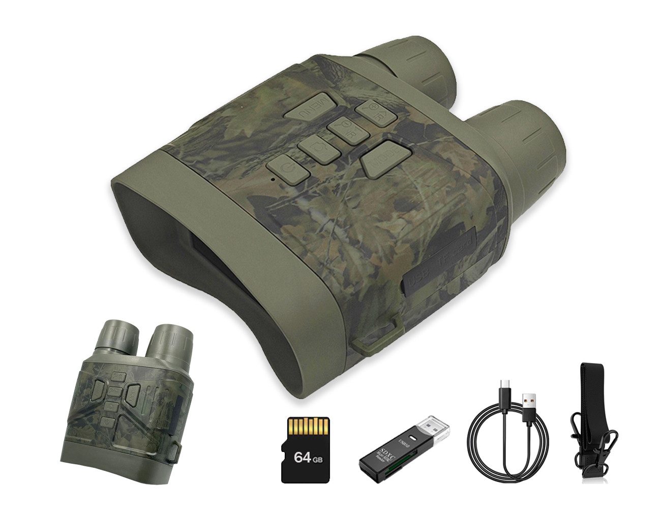 Tekoo Nachtsichtgerät Digitales Nachtsichtgerät 4K 36MP Infrarot Fernglas 200m inkl. 64GB, 4K-Video, 36MP, 200m Nachtsicht, 3" HD-Display & 4000mAh Akku