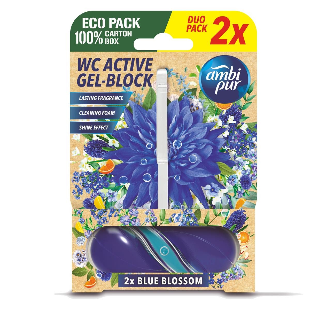 WC-Duftspüler Ambi Pur WC Active Gel-Block 2x45g Blue Blossom - WC Duft (1er Pack)