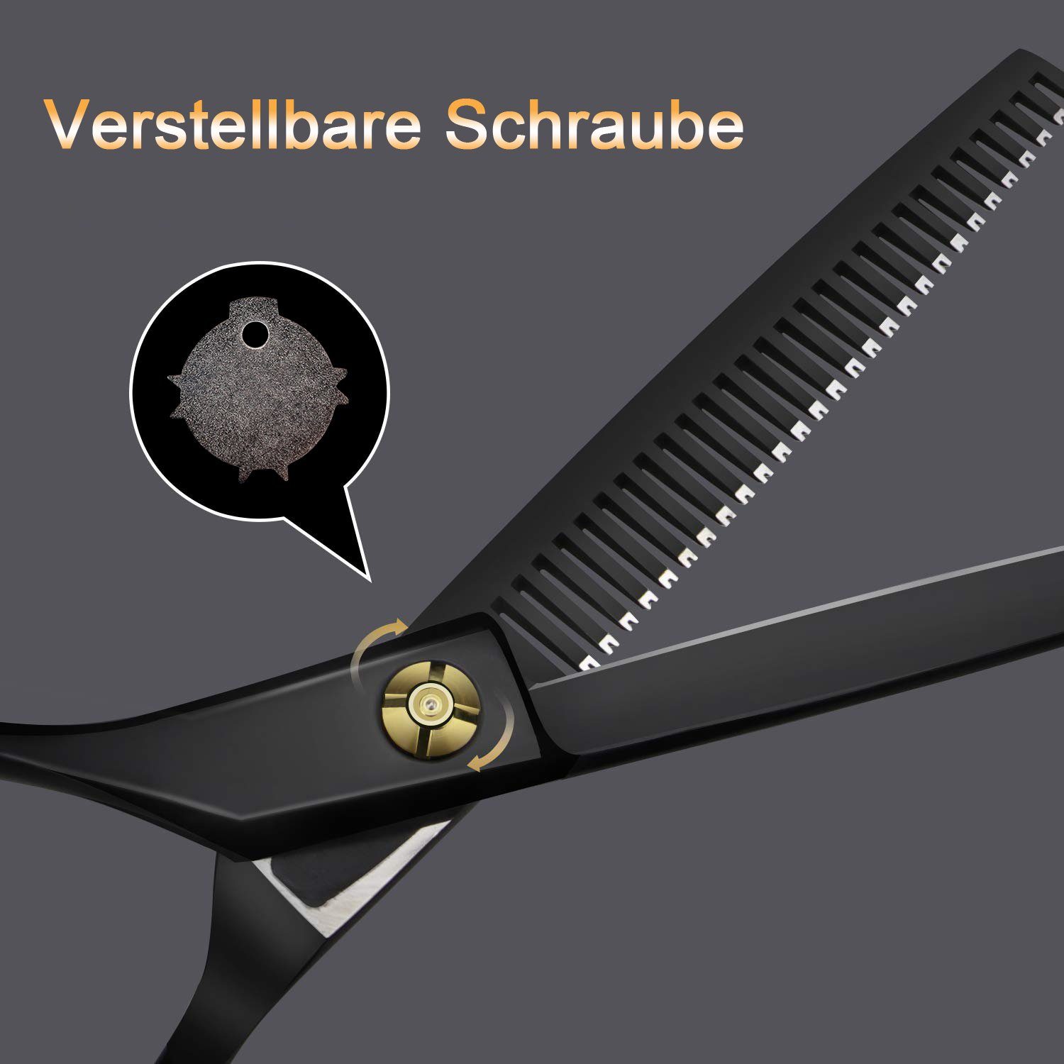 Vicbuy Haarschere, Haarschneideschere Friseurschere), Edelstahl (13er Friseurumhang, Haarscheren-Set, Friseur Damen/Herren/Kinder Set, Schwarz mit