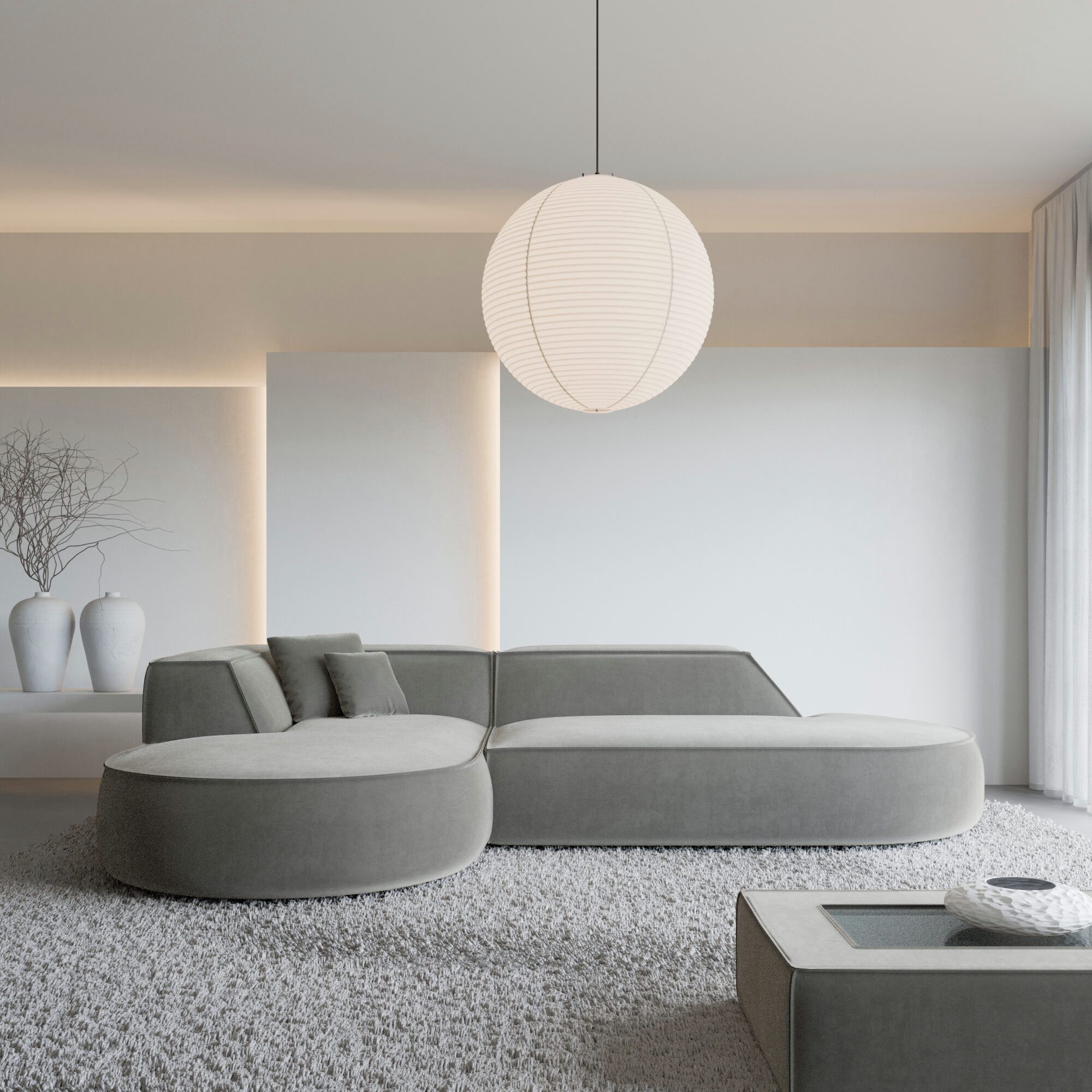Sofa Dreams Ecksofa Monterola L Form Lounge Designer Sofa, mit Samtstoff Bezug in Dunkelgrau, Ausrichtung Ecke links