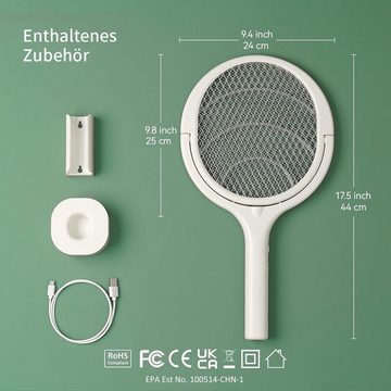 yozhiqu Fliegenklatsche Elektrischer Fliegenklatsche mit Drehkopf - Typ-C USB Aufladung, Effektive Insektenbekämpfung - Wespentöter - 1200mAh Batterie