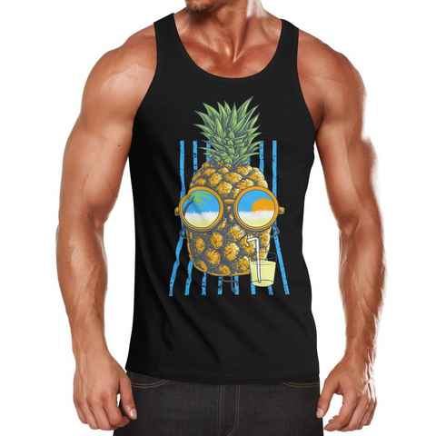 Neverless Tanktop Herren Tank Top chilling Ananas Pinapple Sommer Beach Party Slim Fit Neverless® mit Print
