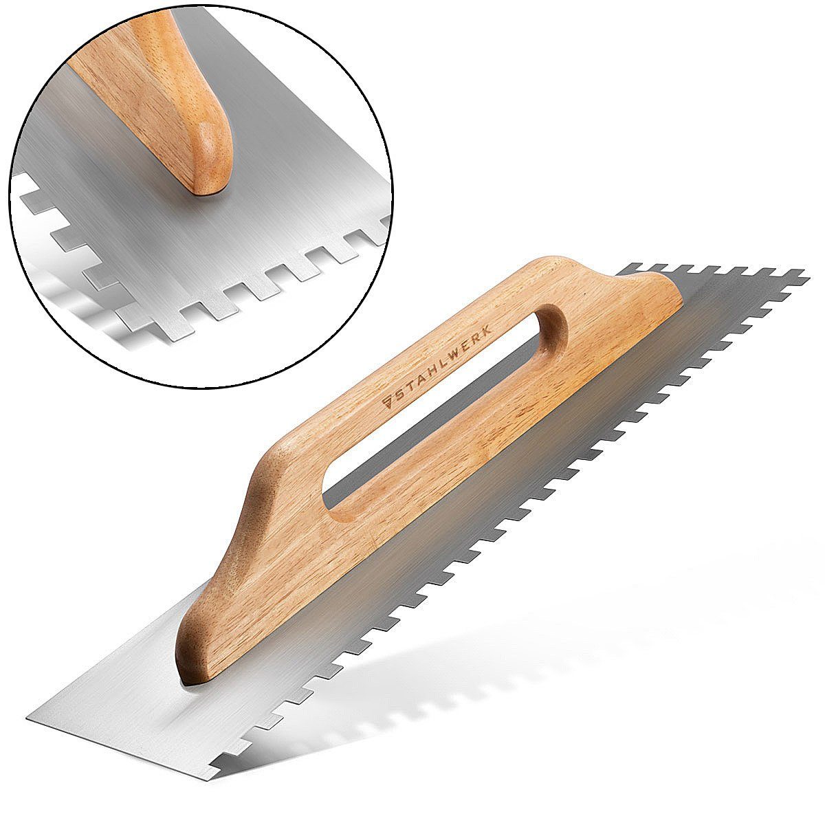 STAHLWERK Glättekelle 140 x 500 mm Putzkelle Traufel Glattkelle Rechteckverzahnt (Set, 1-St., Einzelartikel) rechteckverzahnt