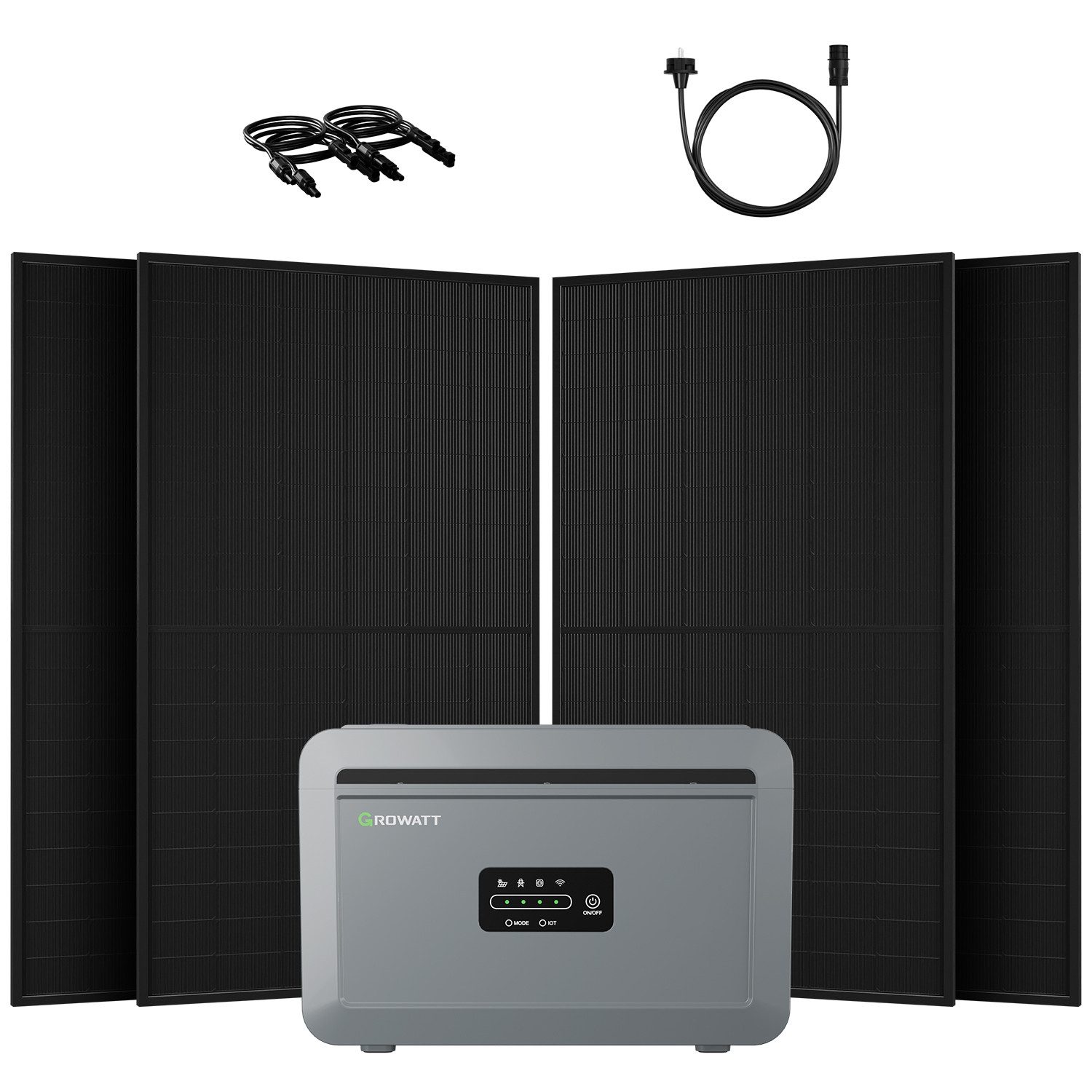 Growatt Balkonkraftwerk 2000W Growatt NEXA 2000 All-in-One Speicher, solarspeicher, (4x JA Solar 500Wp Full Black und NEXA 2000 All-in-One Speicher), WiFi & Bluetooth-Unterstützung