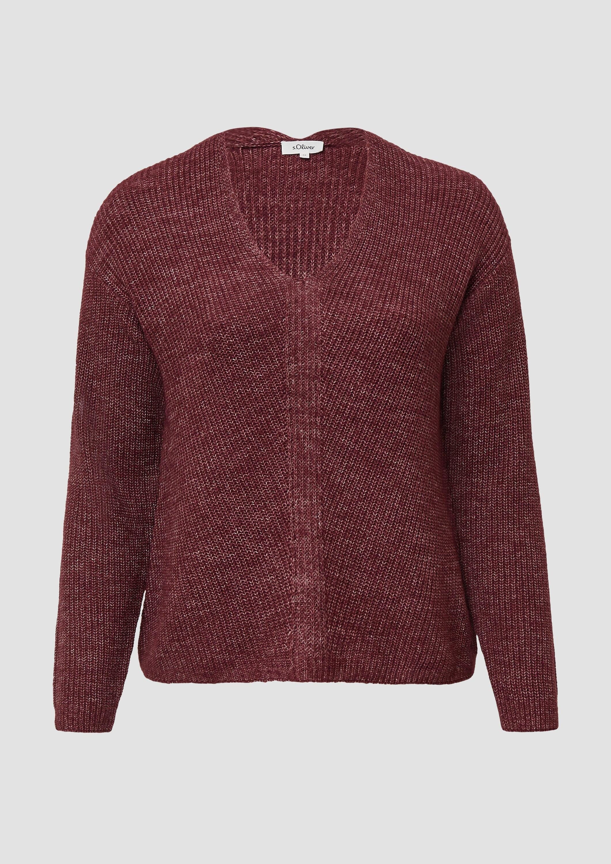 s.Oliver Longpullover Strickpullover Weicher Strickpullover im Relaxed Fit mit V-Ausschnitt