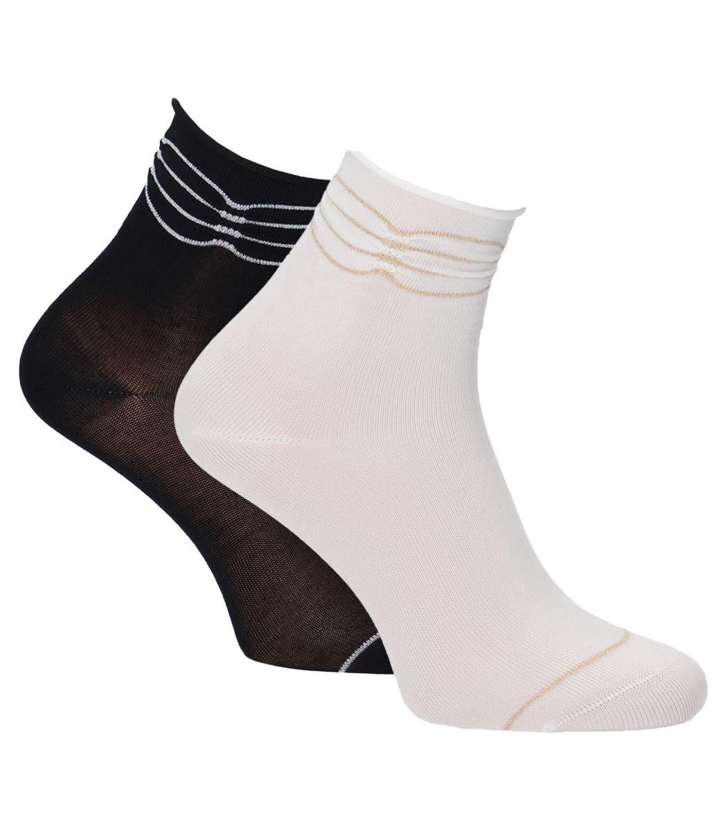 Tamaris Kurzsocken mit glänzenden Streifen (Spar-Set, 2-Paar, 2er-Pack) aus nachhaltige Buchenholz-Viskose