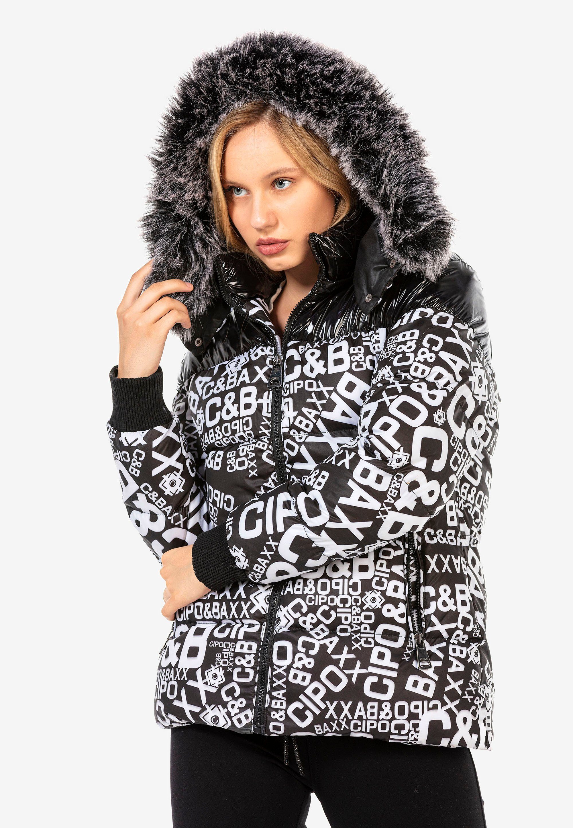 weiß-schwarz Cipo Baxx Allover-Print Steppjacke modischem mit &