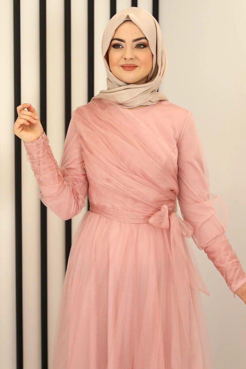 Modavitrini Tüllkleid Langärmliges Maxikleid Damen Muslimisches günstig online kaufen