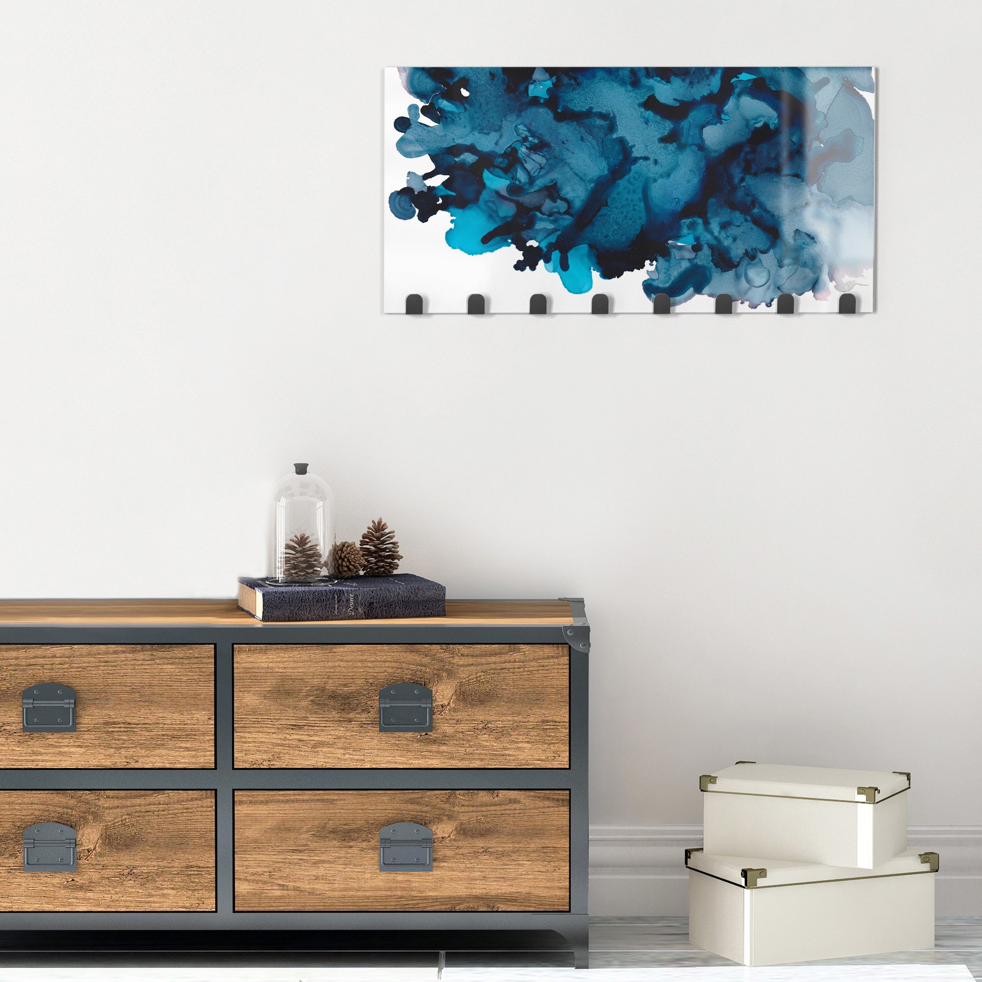 DEQORI Kleiderhaken 'Tanz der Tinte', Glas Garderobe Paneel magnetisch beschreibbar