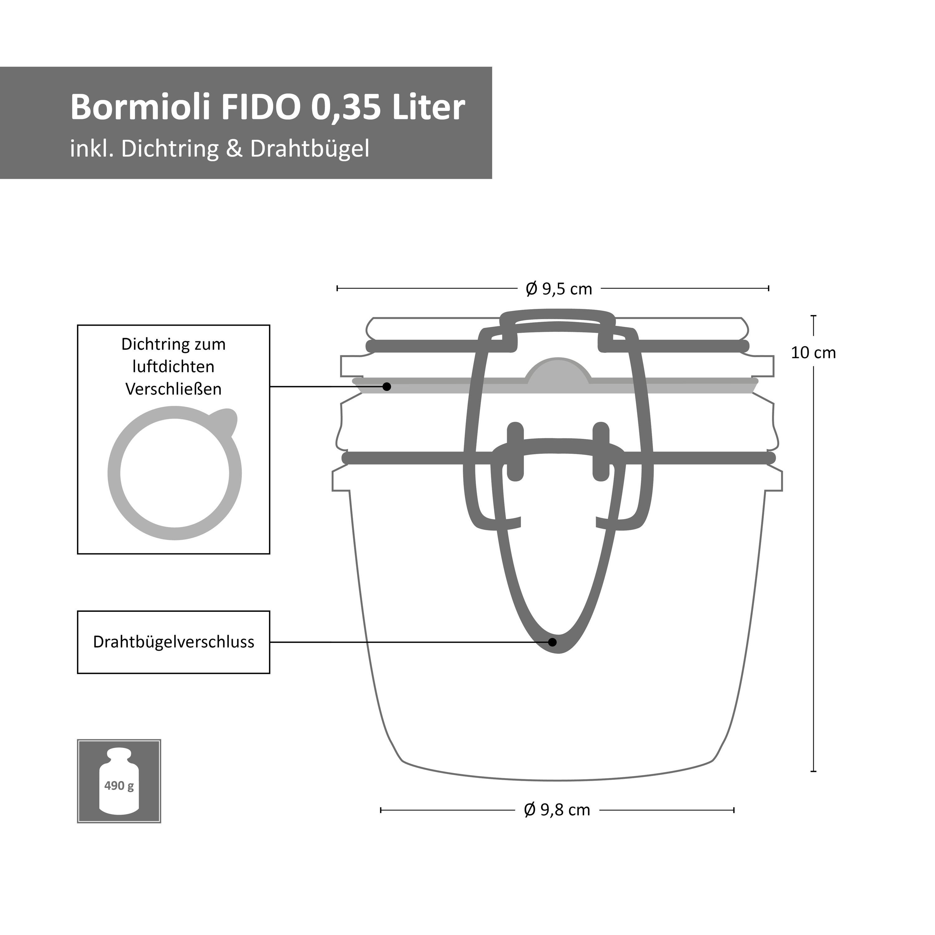 MamboCat Vorratsglas 6tlg. Set Fido 2x + 2x Glas Einmachgläser 0,2L 0,125L 0,35L Rezeptheft, 2x 