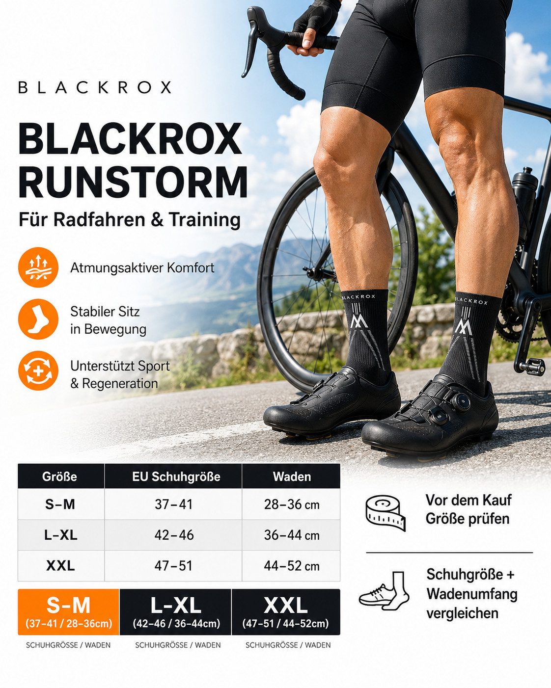 BLACKROX Kompressionsstrümpfe [Vergleichssieger 2026] RUNSTORM V1, Gr. S-XL, Damen und Herren – Bild 3 von 5