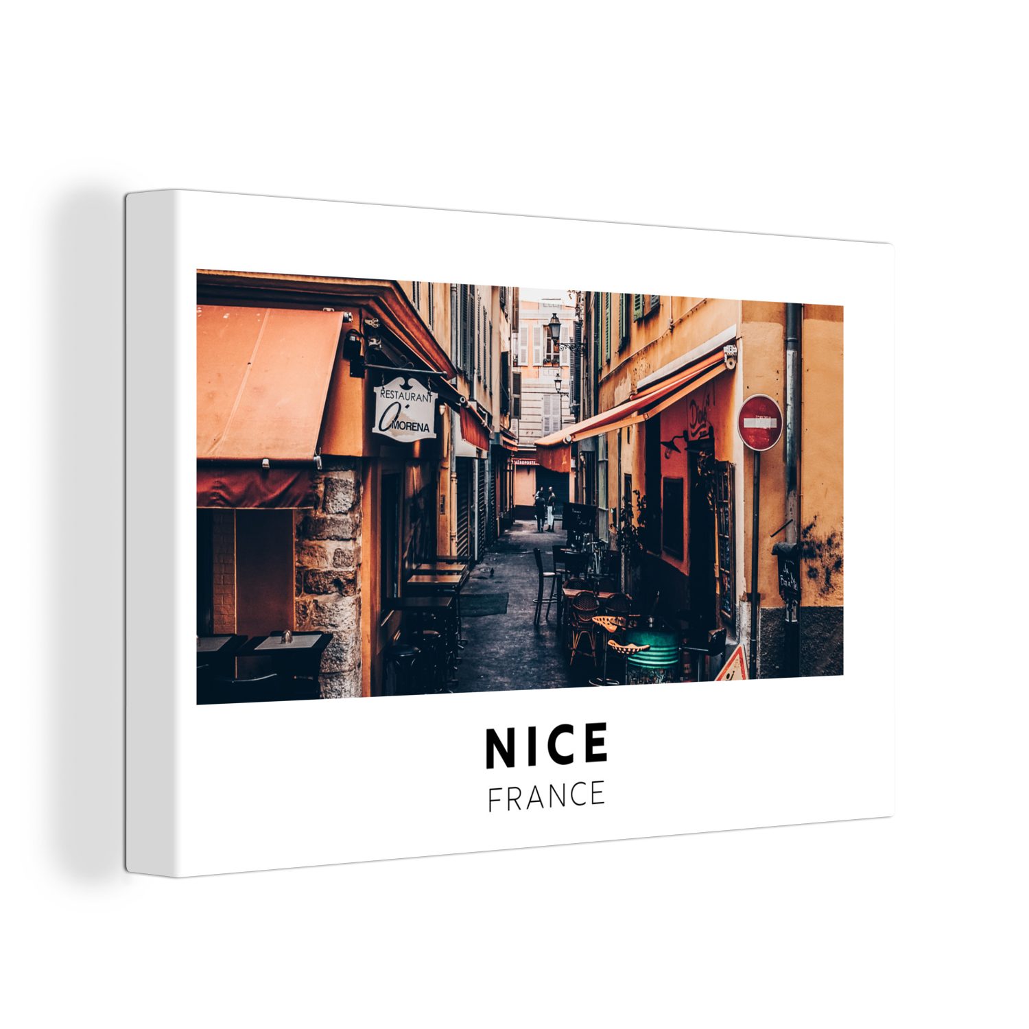 Wandbild Straße, Wanddeko, - Leinwandbild (1 cm Frankreich - 30x20 St), Nizza OneMillionCanvasses® Aufhängefertig, Leinwandbilder,