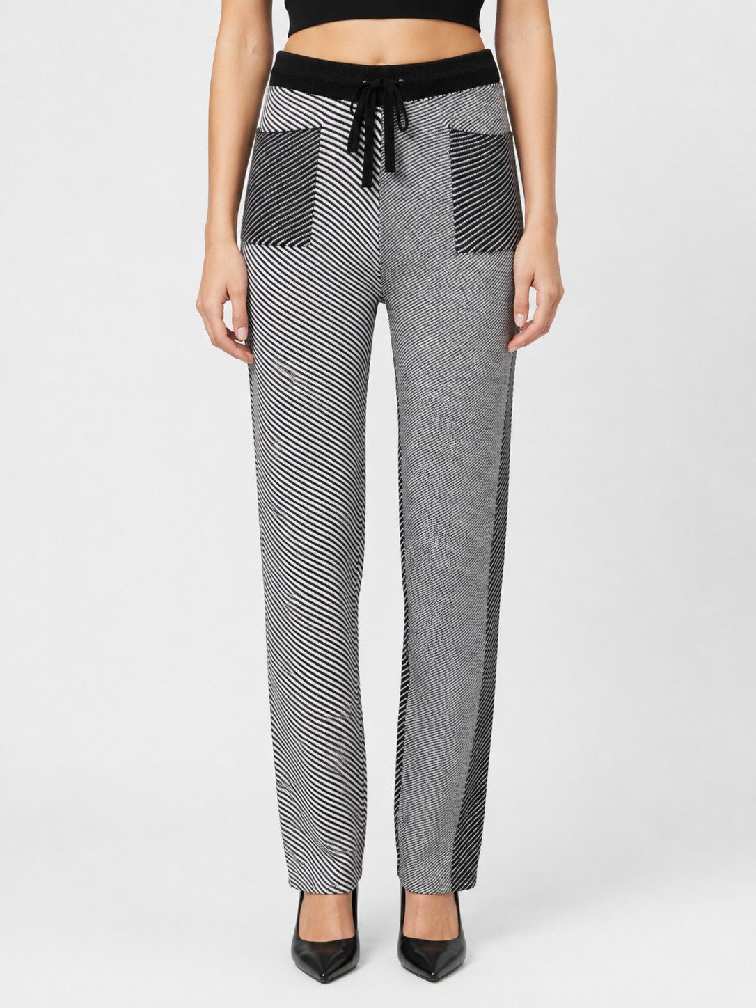 Passioni Strickhose mit modischem Kontraststreifen-Muster