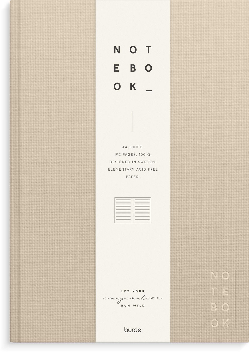 Notizbuch Burde Notizbuch Textil beige liniert A4