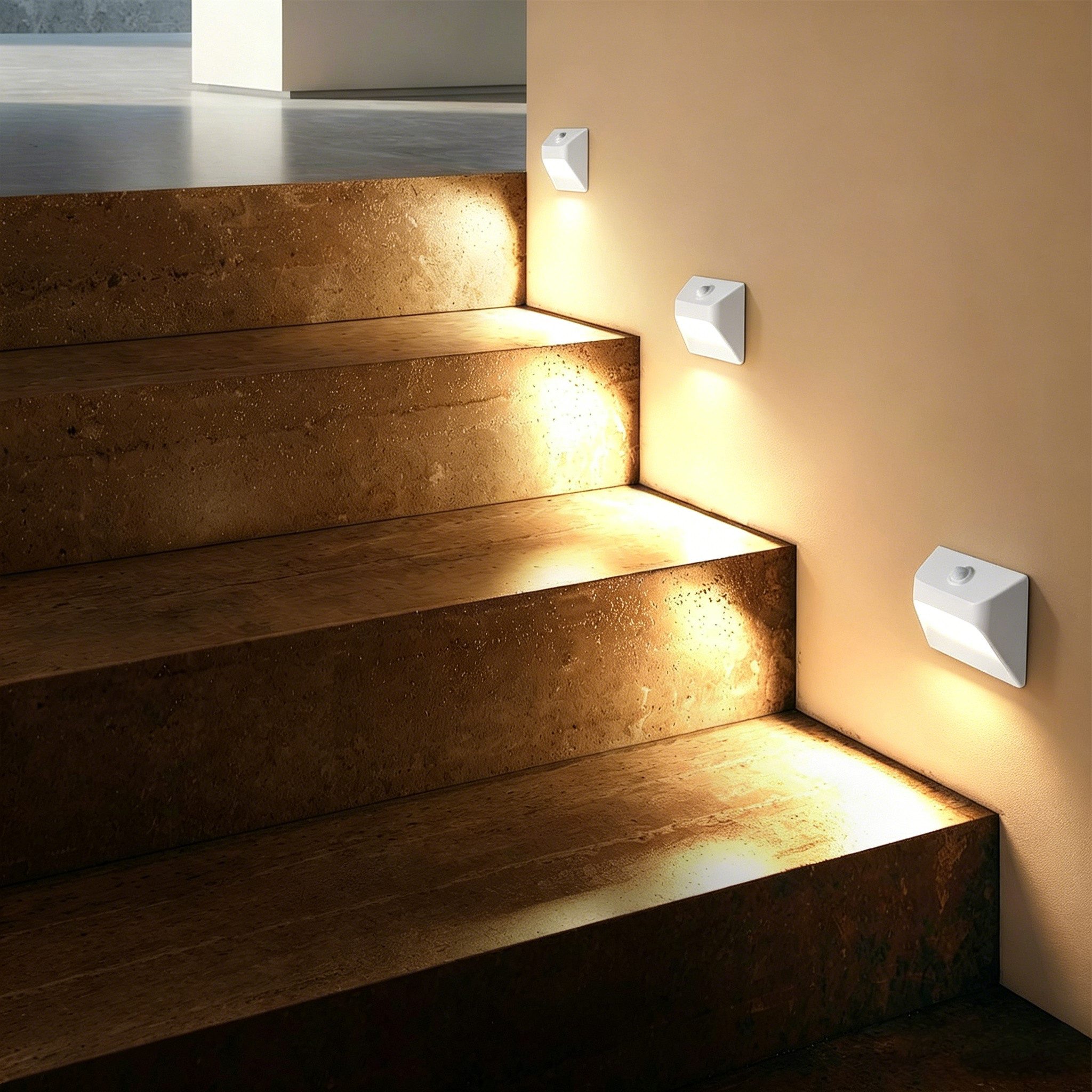 ibettertec LED Nachttischlampe LED Nachtlicht mit Bewegungsmelder für Treppen Flur Schlafzimmer, LED fest integriert, Warmweiß, LED Nachtlampe Batterie Treppenlicht mit Bewegungsmelder