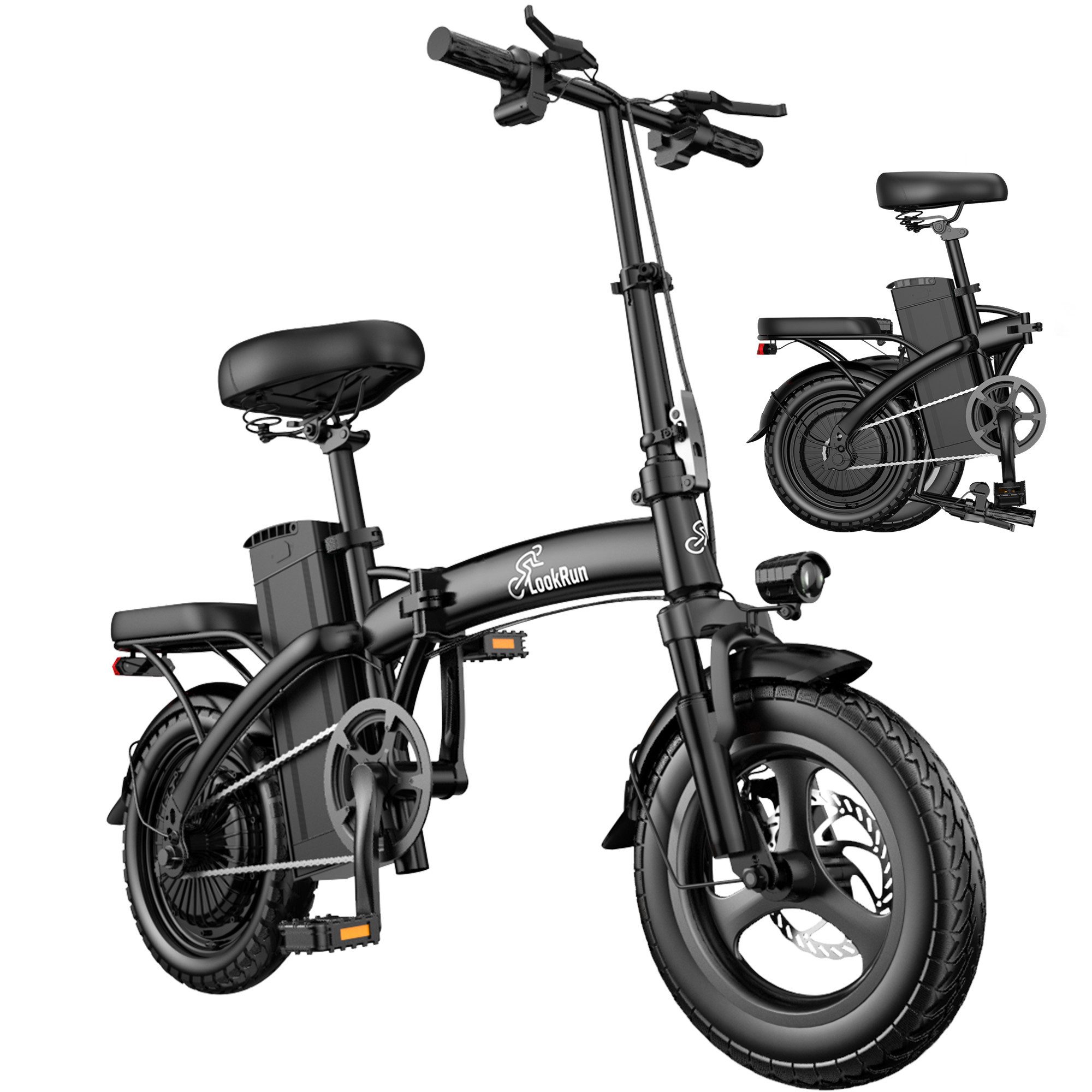 Vankel E-Bike Klapprad E-Fahrrad für Chauffeur u. Fahrdienst 374WH Pedelec 48V 70 km E-bikes, Kettenschaltung, Heckmotor, 374 Wh, (Beleuchtungsset mit Batterieladegerät, Batterieschlüssel, Werkzeug), Kleines faltbares Elektrofahrrad mit Scheibenbremsen Damen u. Herren