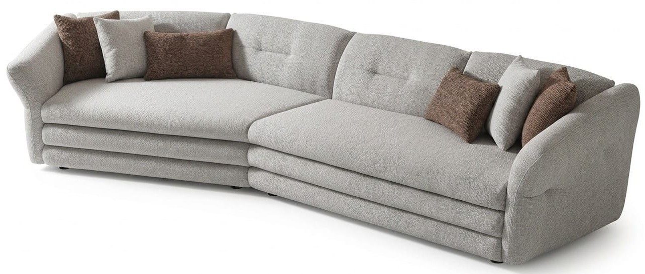 Xlmoebel Ecksofa Ecksofa Geschwungen Form Beige Modern Wohnzimmer komfortabel, 2 Teile
