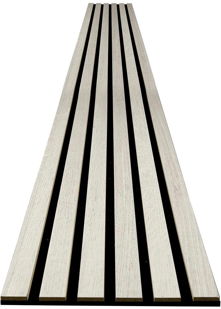 Muster BxL: acous cm, COMFORT mm Weiß Echtholz-Dekoleisten Eiche, 15x1,1 4 acous für schwarzem Filz-Akustikträger Eiche Schallschutzpaneel mit