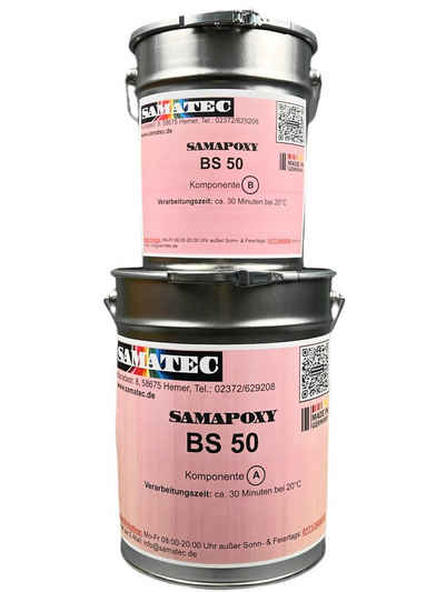 Samatec Haftgrund 2K Epoxid BS50 Mörtelharz Grundierung inkl. VSK Beton isolieren, 1kg für 5m², 4kg für 20m², 8kg für 40m², 24kg für 120m², geruchsneutral, weichmacherbeständig, lösemittlfrei, hochbelastbar