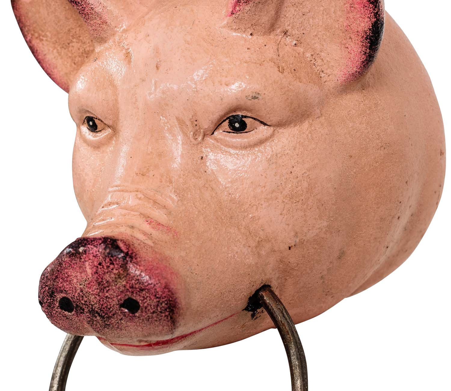 Handtuchhalter Eisen Figur 22cm Kopf Dekofigur Aubaho Skulptur Antik-Stil Schwein