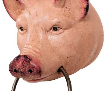 Aubaho Dekofigur Handtuchhalter Schwein Kopf Figur Skulptur Eisen Antik-Stil 22cm