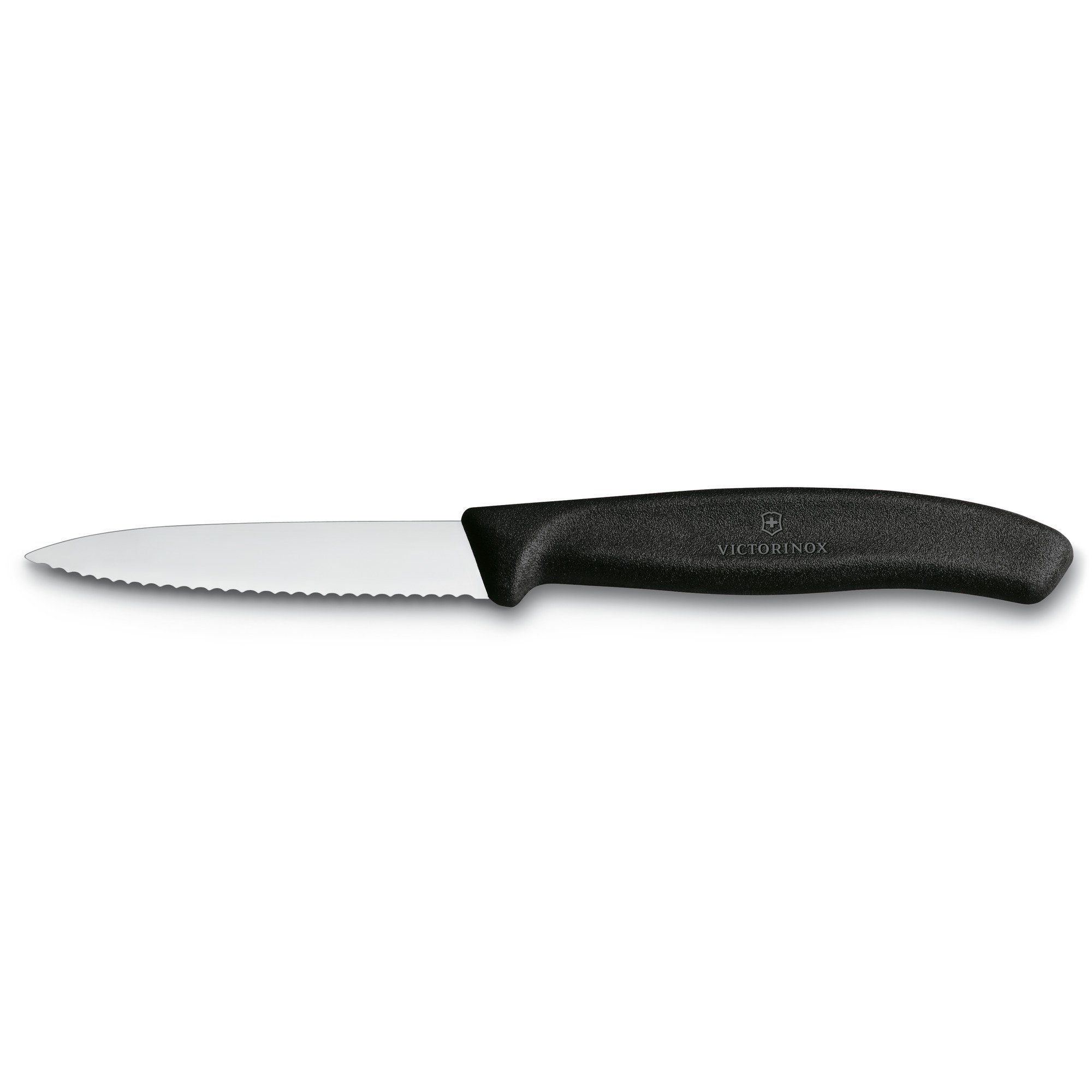 Victorinox Gemüsemesser Gemüsemesser schwarz Swiss Wellenschliff 8cm, farbig, Classic