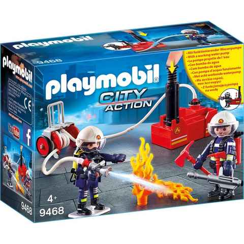 Playmobil® Konstruktions-Spielset Feuerwehrmänner mit Löschpumpe (9468), City Action, Made in Europe