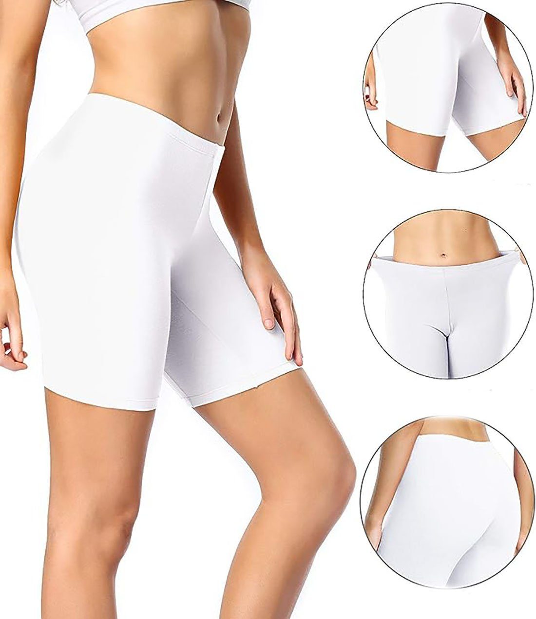 Shorts 4 Shorts Baumwolle Damen Stück Hoher Radlerhose Schwarz Unterhosen CTGtree