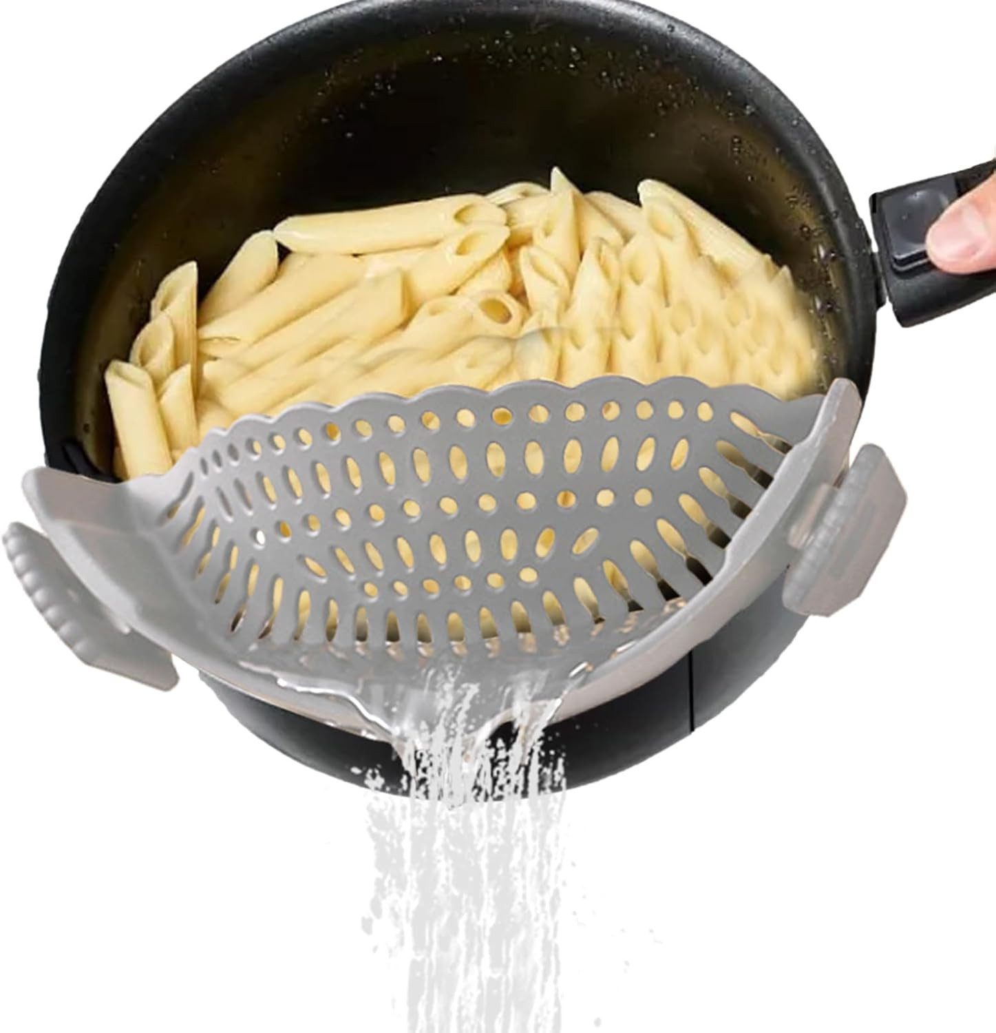 Nudelsieb Silikon Clip-on Topfsieb mit Hitzeschutz, flexibel & BPA-frei
