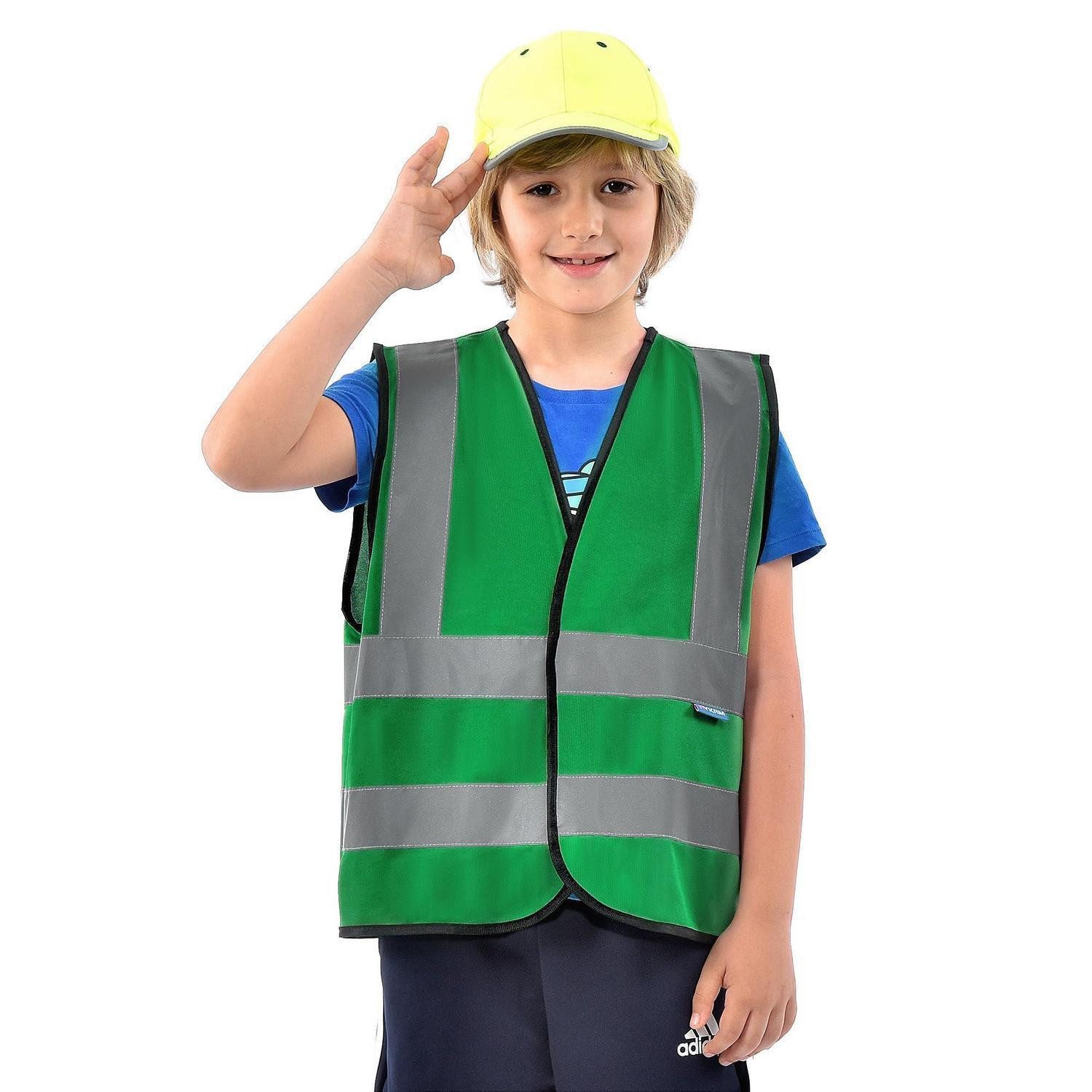 LuxusKollektion Warnweste Sicherheitsweste Kinder Warnweste Grün 10-14