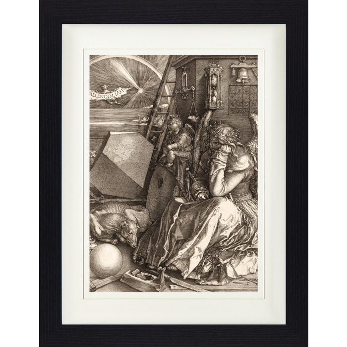 1art1 Bild mit Rahmen Albrecht Dürer - Melencolia I Die Melancholie 1514 Sepia