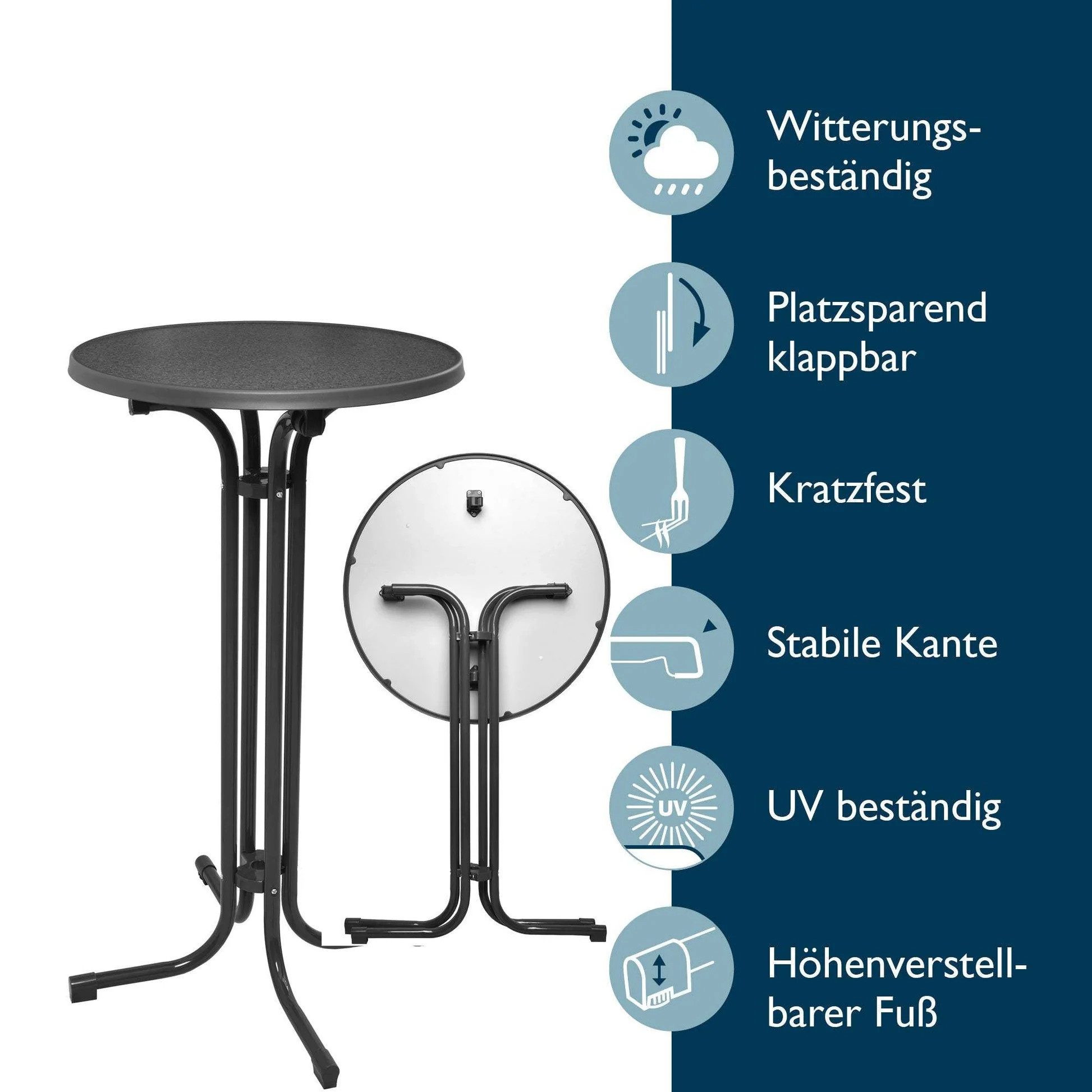 Beautissu Stehtisch Outdoor Stehtisch Bellini, klappbar, Ø70cm, Bordeaux, mit Husse, inkl. Husse – wetterfest – kratzfest