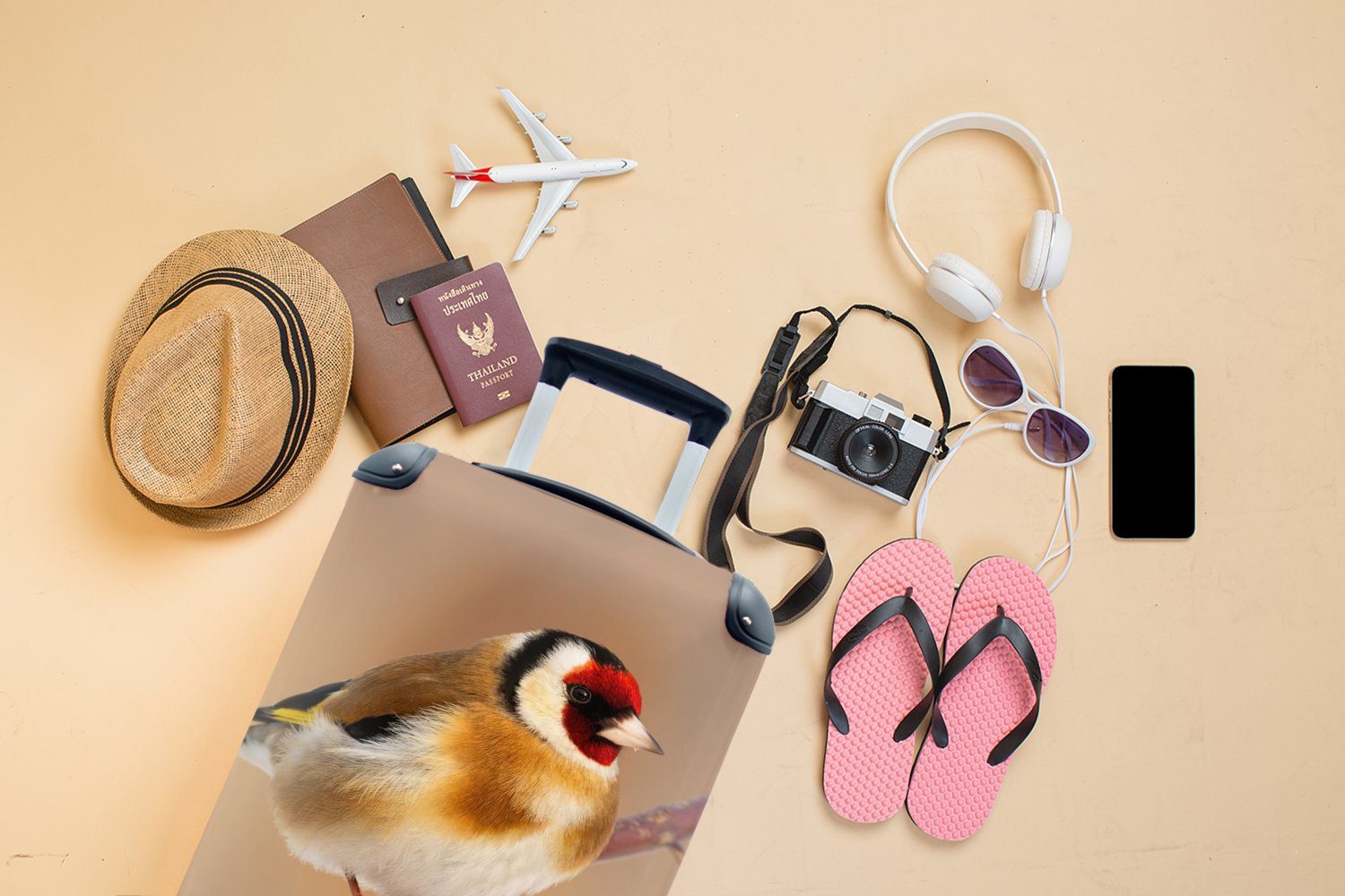 - Reisekoffer MuchoWow Reisetasche 4 Handgepäckkoffer Trolley, Kropftaube Rollen, Vogel Handgepäck - mit Ferien, für Tiere, rollen,