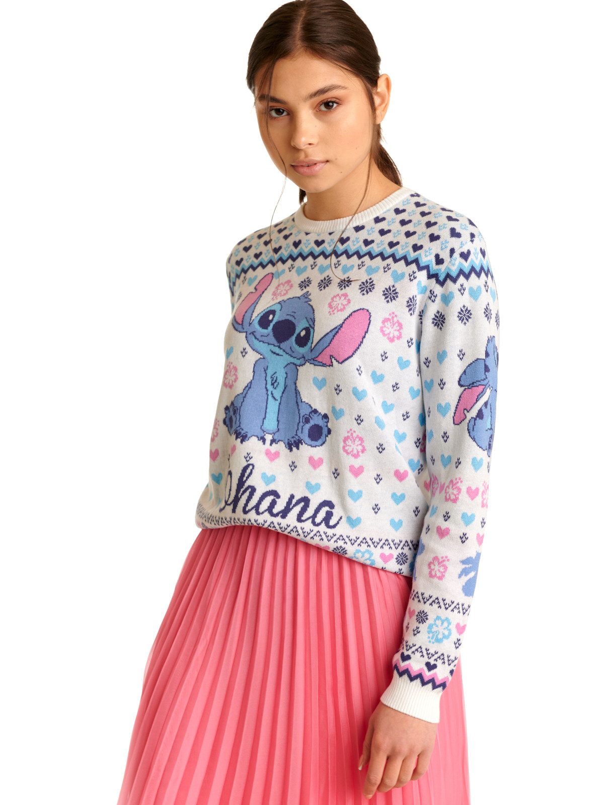 Disney Strickpullover Lilo & Stitch Lilo & Stitch White Love