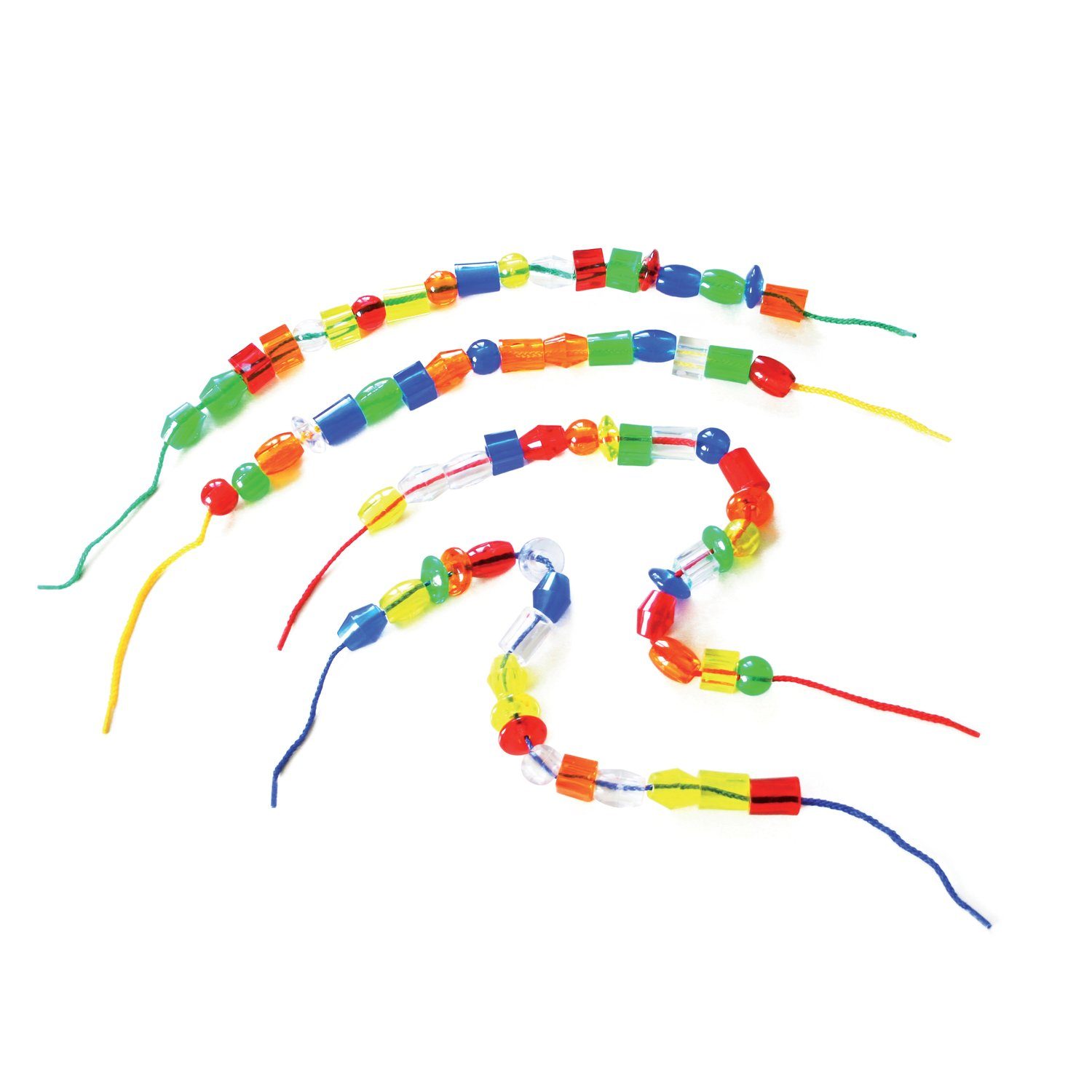 EDUPLAY Lernspielzeug Transparente Fädelperlen, aus Acryl, ca. 70 Perlen und 4 Schnüre