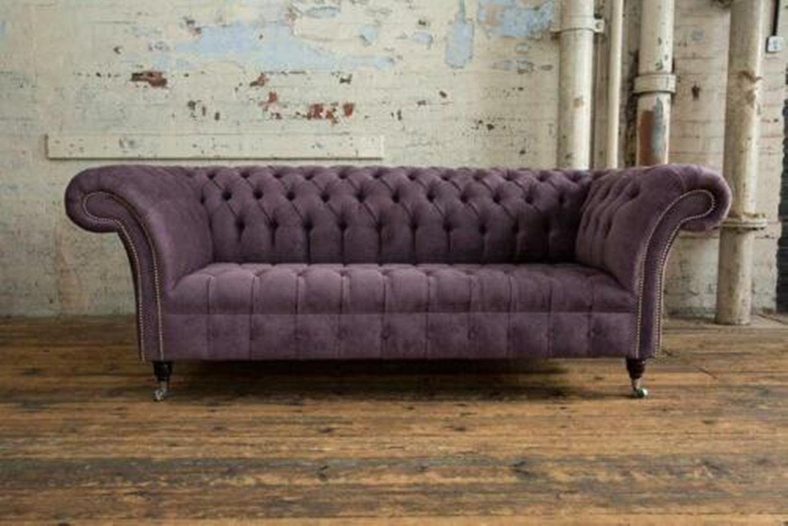 JVmoebel Chesterfield-Sofa, Chesterfield 3 Sitzer Couch Polster Sitz Textil Stoff