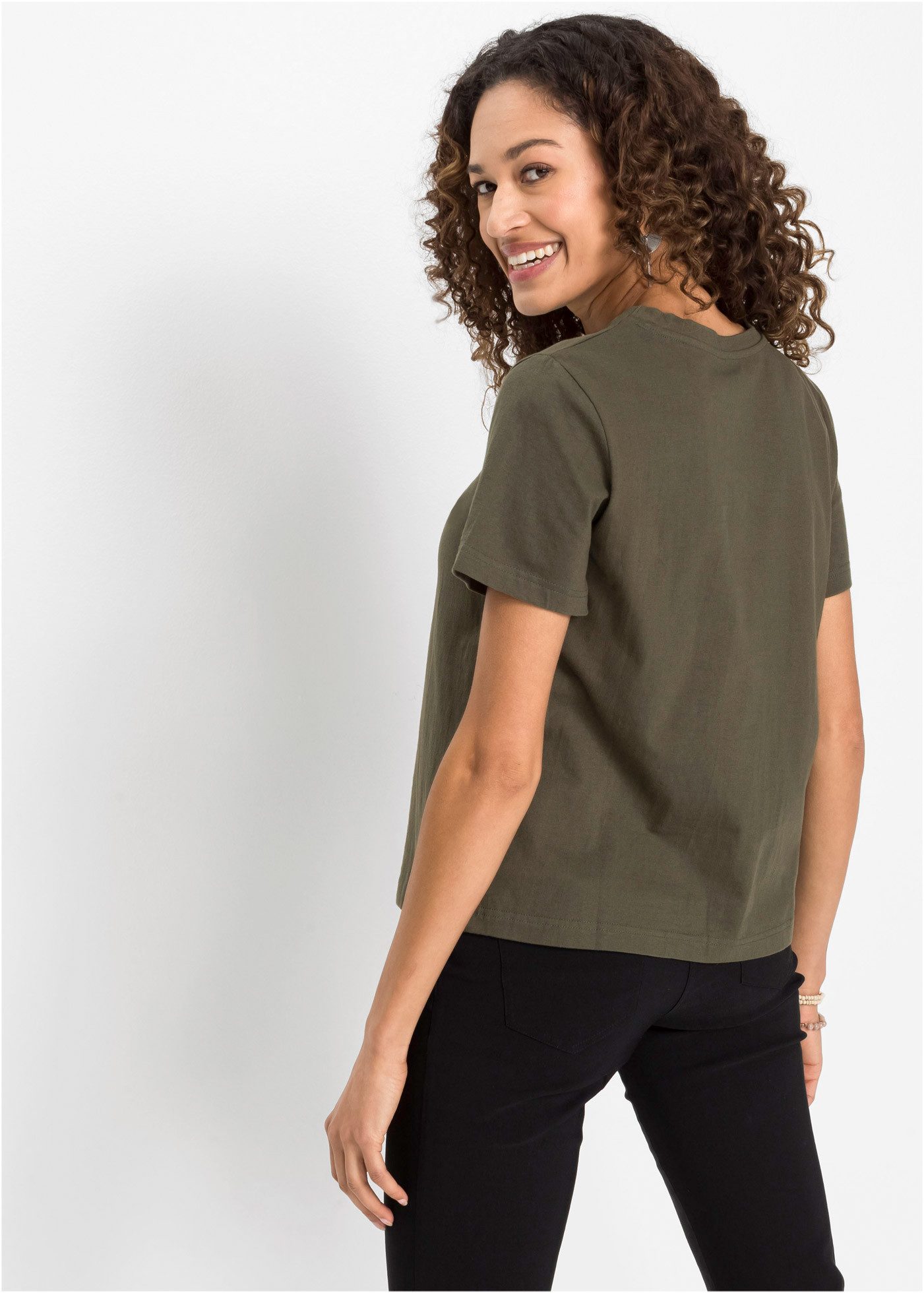 bonprix T-Shirt bequeme Passform, Kurzarm, mit Rundhalsausschnitt