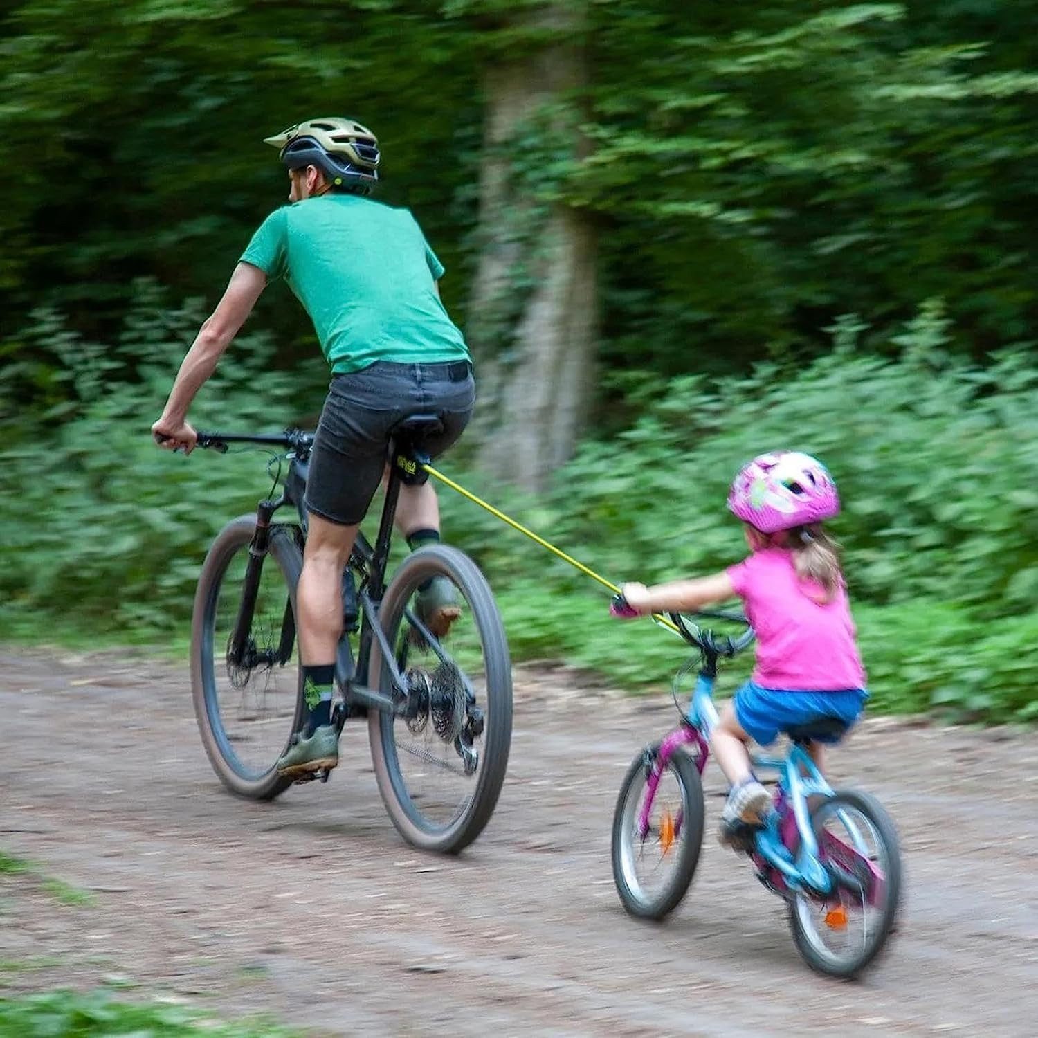 Forrlite Abschleppseil Fahrrad Abschleppseil Kinder mit Dreiecktasche (Elastisches 2.5M Fahrrad Traktionsseil, Eltern Kind Zugseil Abschleppseil Traktionsseil, Tragfähigkeit 500 lbs für Kinder MTB Bike)