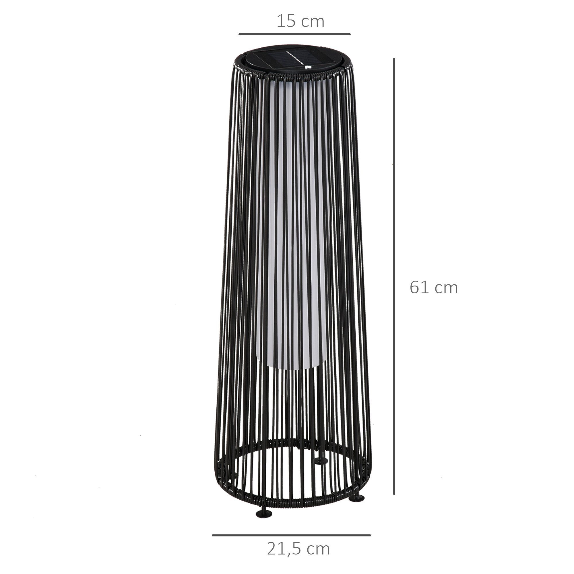 Outsunny LED Solarleuchte Spritzwassergeschützte Gartenleuchte mit Lichtsensor, Solarbetrieben, LED, Warmgelb, Solarbetrieben