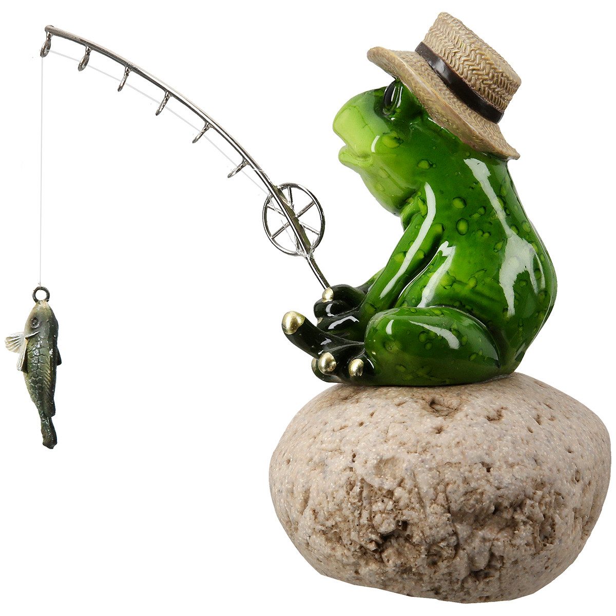 MF Comicfigur Frosch Freddy Dekofigur Angler aus Kunstharz gruen (1 St)