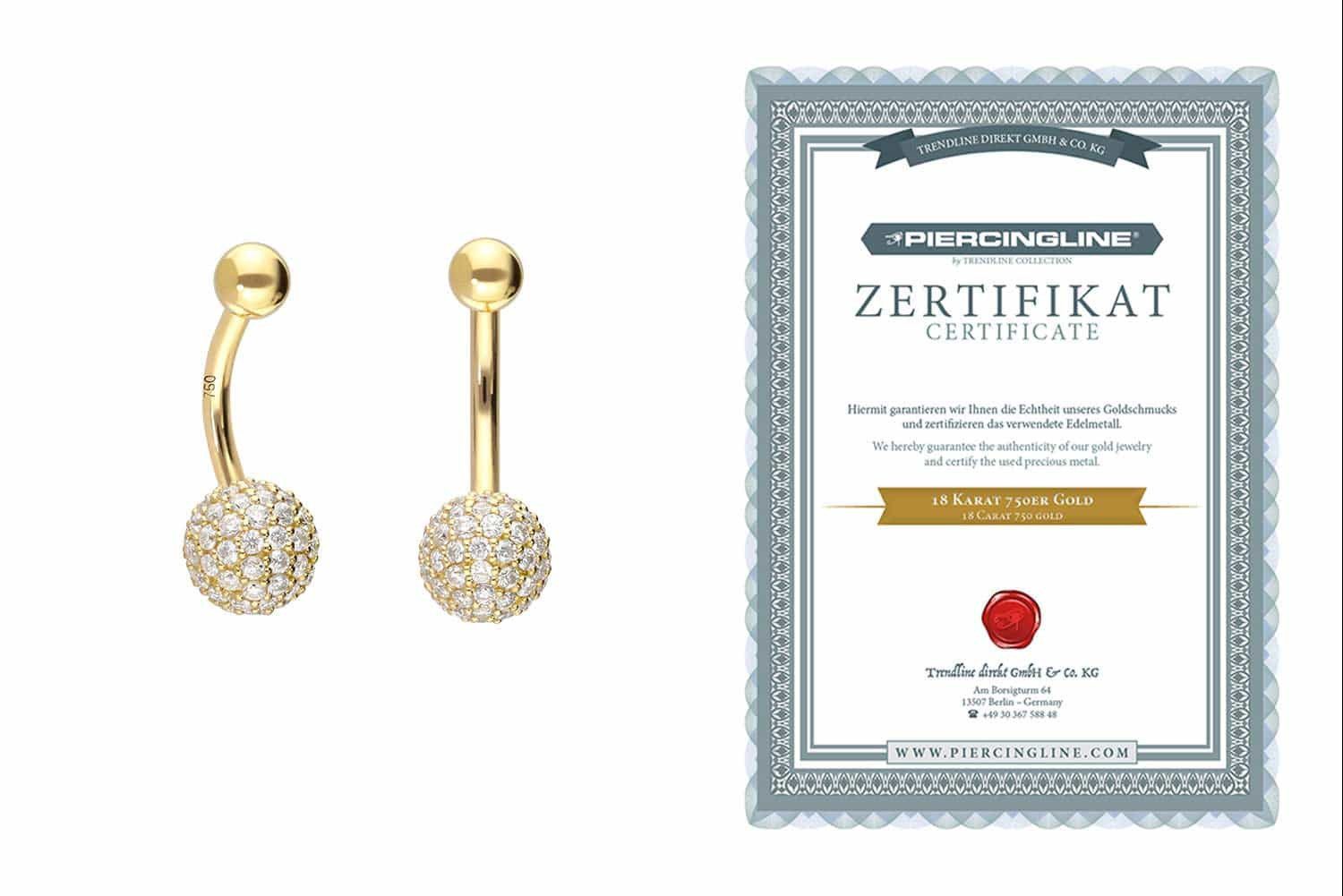PIERCINGLINE Bauchnabelpiercing 18 Karat Gold Bananabell günstig online kaufen