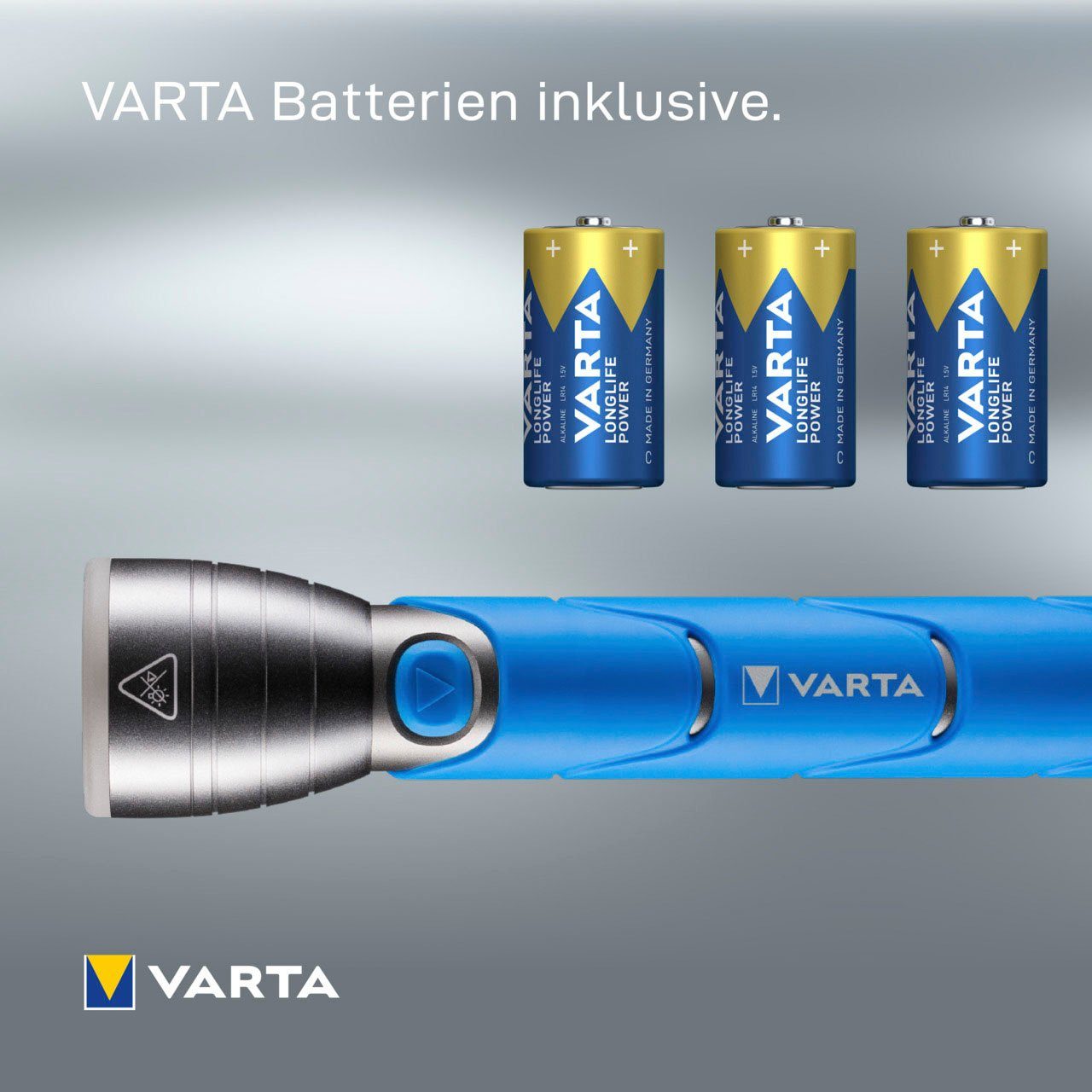 Power inkl. Sports Taschenlampe Outdoor VARTA F30 C Batterien LONGLIFE 3x Taschenlampe
