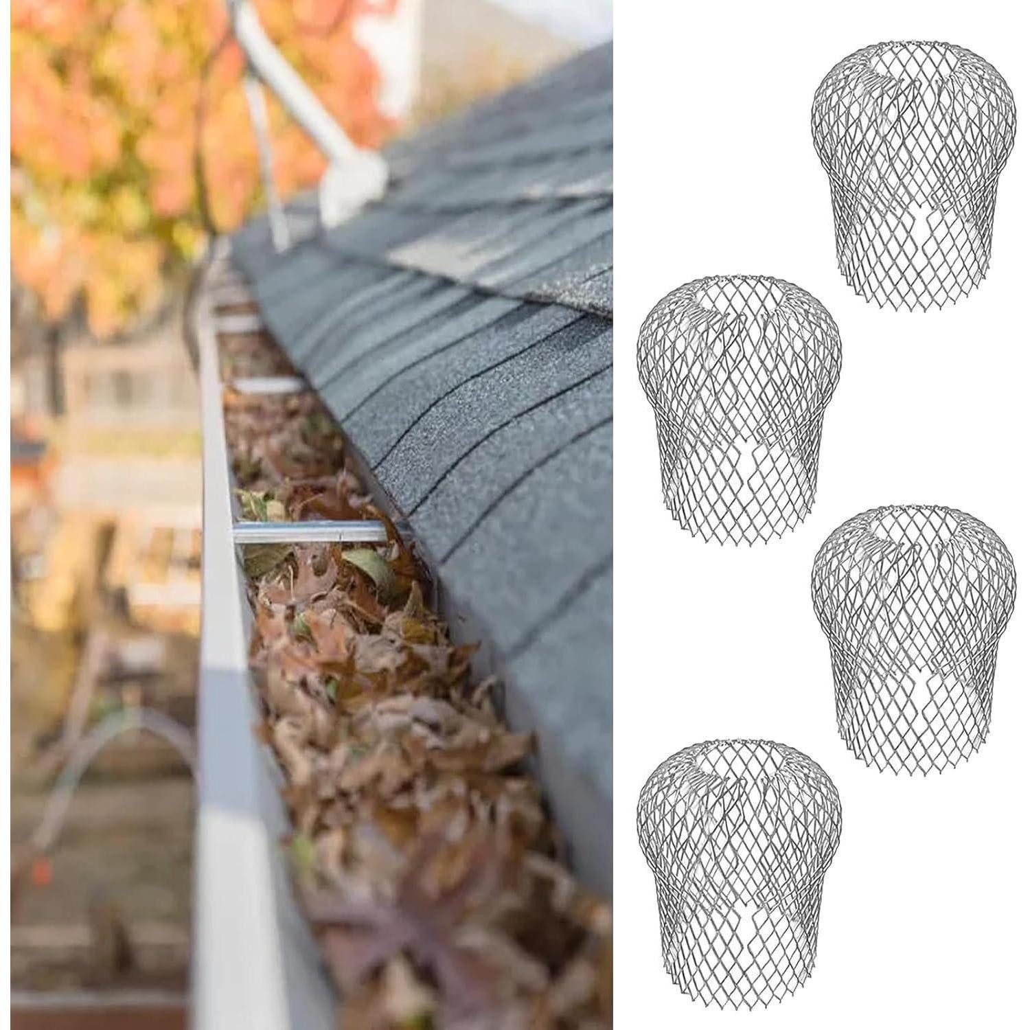 LuxusKollektion Dachrinne Fallrohrschutz 4er Set Metall Rinnensieb Regenrohrschutz