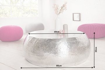 riess-ambiente Couchtisch ORIENT Ø80cm silber (Einzelartikel, 1-St), Wohnzimmer · Metall · rund · Hammerschlag Design · handmade
