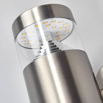 Lindby LED Außen-Wandleuchte Lanea, LED-Leuchtmittel fest verbaut, warmweiß, Modern, Edelstahl, Kunststoff, edelstahl, klar, 2 flammig, inkl.